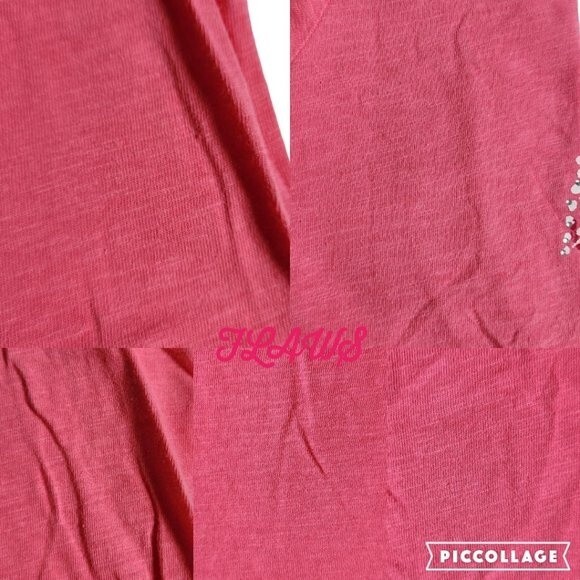 Three Hearts pink white yellow red sea shell print short sleeve t shirt sz PXL - Picture 6 of 10